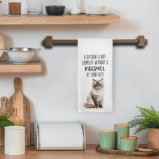 Funny Ragdoll Cat Gifts Kitchen Towels, Cat Lover Gifts for Women, Funny Hand Towels for Bathroom Decor, A Kitchen Is Not Complete without A Ragdoll Dishcloths Dish Towel forKitchen 16x24 Inches