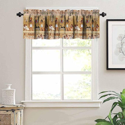 Vintage Ancient Egypt Curtains Valance, Egyptian Culture Mysterious Old Egypt African Pharaoh Theme Window Valance Curtain for Farmhouse Bedroom Living Room Kitchen 54x18inch