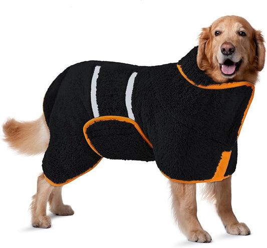 Bienbee Dog Bathrobe, Quick Drying Super Absorbent Dog Robes for After Bath, Warm Keeping Dogs Towel, Dogs Bath Supplies, Black XL
