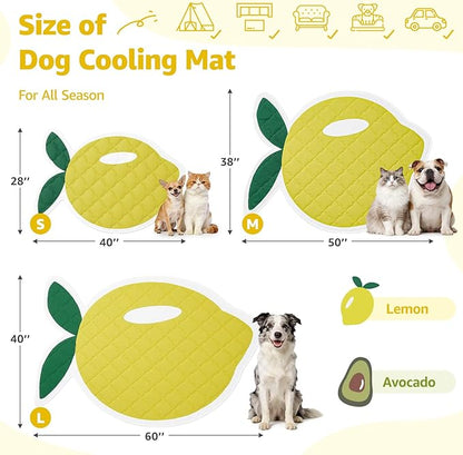 LOOBANI Dog Cooling Mat 40"x60"- Cute Lemon Design Cooling Mat for Dogs (Cool & Warm Side), Waterproof Self-Cooling Mat for Crate, Floor, Car for Medium Dogs, Cats, Pet, Yellow 40x60 in