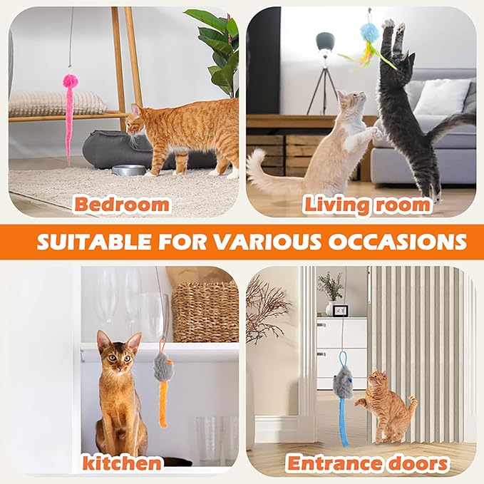 Rechargeable Electric Cat Teaser – Interactive Door Clip Teaser for Cats, 2 Motion Modes (360° Spin & Irregular Jumping), Smart Auto Cat Toy for Exercise & Fun (Grey)