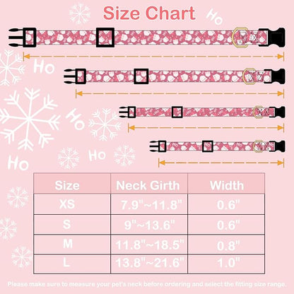 Faygarsle Red Dog Collar Christmas Design Santa Claus Pattern for Small Medium Large Dogs Collar Cute Stylish Girl Boy Christmas Dog Collar XS
