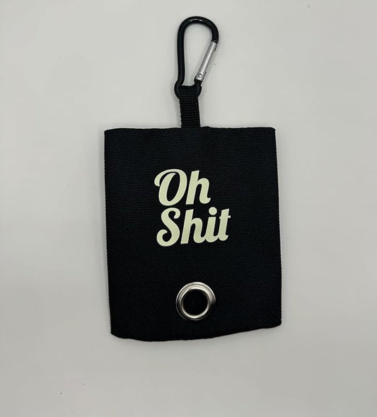 Funny Novelty Dog Waste Bag Dispenser - Oh Shit (Black)