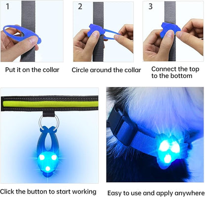 LaRoo LED Dog Collar Light - Waterproof Clip-On 3 Modes, High Visibility for Night Walking/Camping, Pet Safety Light for Small/Medium/Large Dogs (Blue)