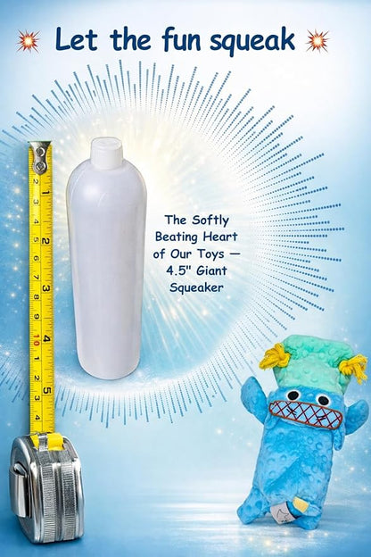 4 in 1 Squeaky Dog Toy-No Stuffing Dog Toy with Ropes,Squeaker & Surprise play item inside for Small Medium Large Breed-Dog Tug Toy,Dog Chew Toy for Cuddling & Playing,Soft Blue Plush Hippo,Gift ready