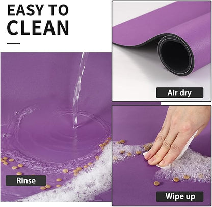 Dog Food Mat - Absorbent Cat Mat for Food and Water, No Stains Pet Feeding Bowl Mat, Easy to Clean Pet Placemats, Quick Dry Dog Water Dispenser Mat for Messy Drinkers | Paw Purple 18"x 28"