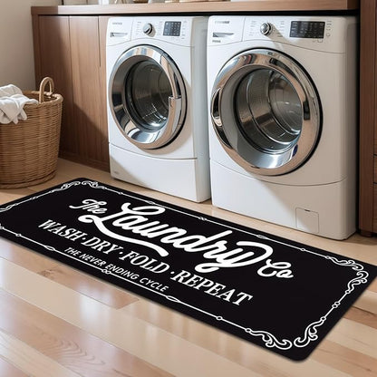 Pauwer Laundry Room Rug Runner 20"x60" Waterproof Rubber Laundry Mat Non Slip Kitchen Mats for Floor Washable Floor Mat Runner Rug for Farmhouse Mudroom Washroom Bathroom Decor