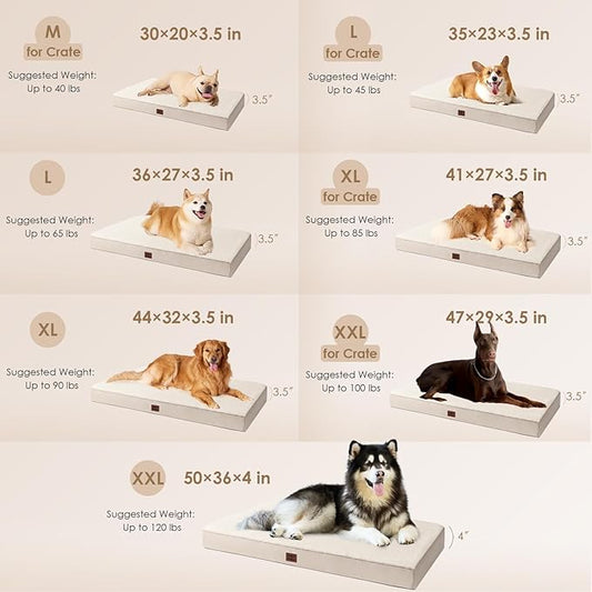 EHEYCIGA Orthopedic XXL Dog Beds for Jumbo Dogs with Removable Washable Cover for Crate, Camel, 47x29