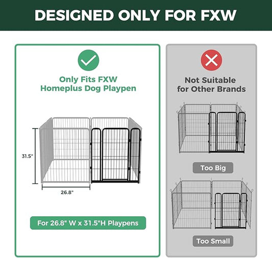 FXW Homeplus Unleashed Dog Playpen Designed for Indoor Use, 1 Add-on Gate, 32" Height for Small and Medium Dogs, Black │Patented