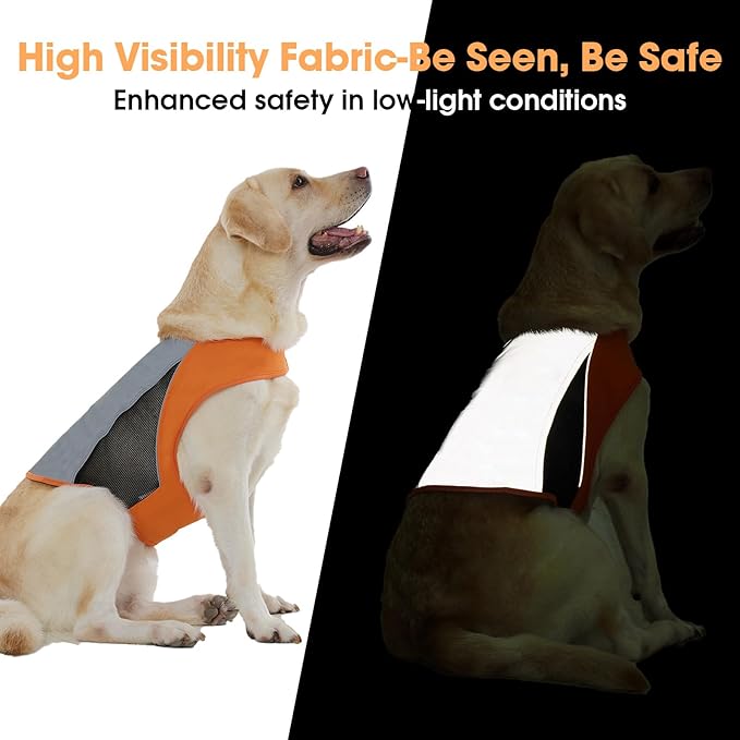 Nanaki Reflective Dog Vest-High Visibility Orange Dog Hunting Vest, Safety Gear for Outdoor Activities Walking Hunting Hiking