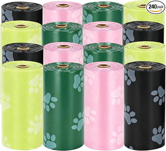 240Pcs Thick Dog Poop Bags Rolls, Leak-Proof Poop Bags for Dog and Cats Litter, 9x13 Inch Scented Pet Waste Bag for Small - Large Dogs Walking, Fits Most Doggie Bag Holder for Leash