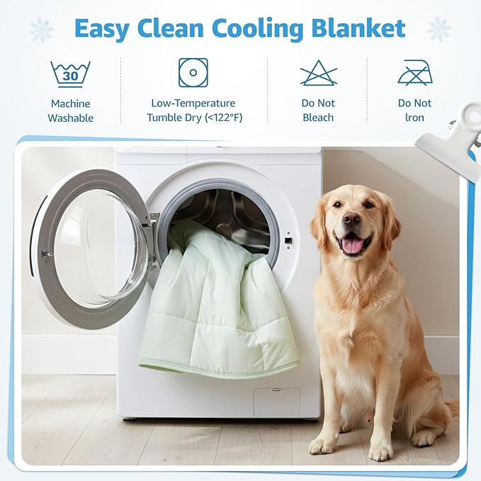 PICK FOR LIFE Cooling Blanket for Dogs, 0.4 Q-MAX Pets Cooling Comforter for Bed Cover, Summer Blanket for Large Dogs Washable, Soft Lightweight Cold Mats for Pet Hot Weather Sleeping (60"×80"/Green)