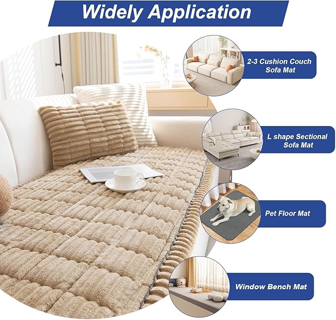 LiveGo Pet Couch Cover Dogs Washable Non-Slip Couch Protector Pet Friendly Dog Mat for Couches and Sofas (Milky Coffee, 70x180 cm/27.6x70.9 in)