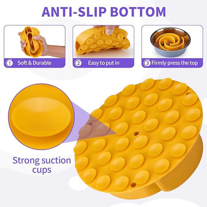 Slow Feeder Dog Bowls Insert, Animire Soft Silicone Slow Eating Dog Food Bowl for Small, Medium and Large Dogs, Compatible with Regular and Elevated Bowls