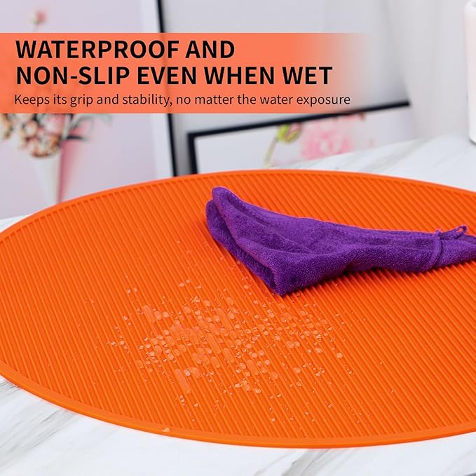 Pet Grooming Table Non-Slip Mat - Padded Mat for at-Home Grooming Dogs and Cats,Bathing Mat for Pets, Diameter: 22.4inch/57cm (Orange, Diameter: 22.4inch/57cm)