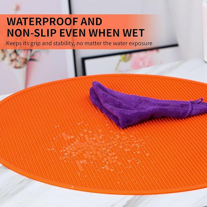 Pet Grooming Table Non-Slip Mat - Padded Mat for at-Home Grooming Dogs and Cats,Bathing Mat for Pets, Diameter: 22.4inch/57cm (Orange, Diameter: 22.4inch/57cm)