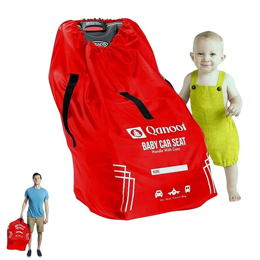Infant Car Seat Travel Bag for Airplane - Durable Gate Check Bag for Car Seats that fits easily on Convertible Car Seats, Infant Carriers & Booster Seats (Hand Carry Bag, Red)