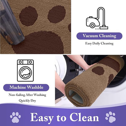 Buganda Dog Door Mat for Muddy Paws, Absorbent Dirt Trapper Non Slip Indoor Doormats, Washable Low-Profile Mat for Mud Dogs, Entryway Carpet for Inside Floor (40x32 Inches, Beige)