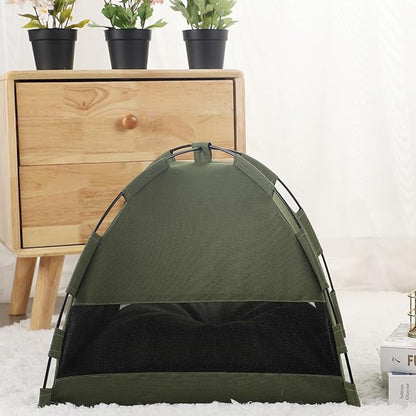 Cute Cat Teepee Cave, Cat Tent Foldable Indoor Outdoor with Thick Mat,Puppy Bed Tent,Bunny Pet Tent Teepee,Portable Dog House Teepee Tent, Cat Bed,Dog Bed Tent,Puppy Bunny,Pet Tent Teepee (J, S)