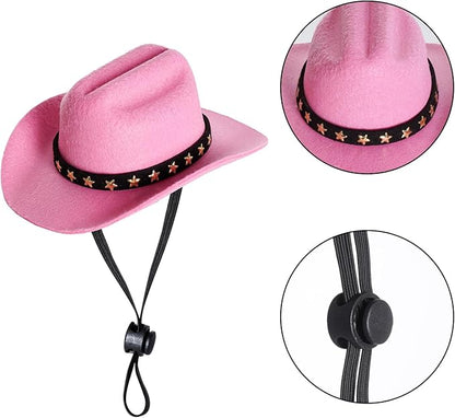 choyaxo Pet Cowboy Costume Cosplay Cap Halloween Costumes for Dogs Cat Pet Party Decoration Mini Cowboy Hat (Pink, Medium)