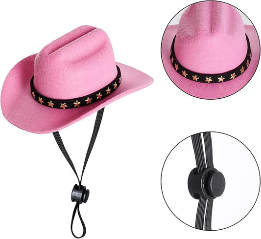 choyaxo Pet Cowboy Costume Cosplay Cap Halloween Costumes for Dogs Cat Pet Party Decoration Mini Cowboy Hat (Pink, Medium)