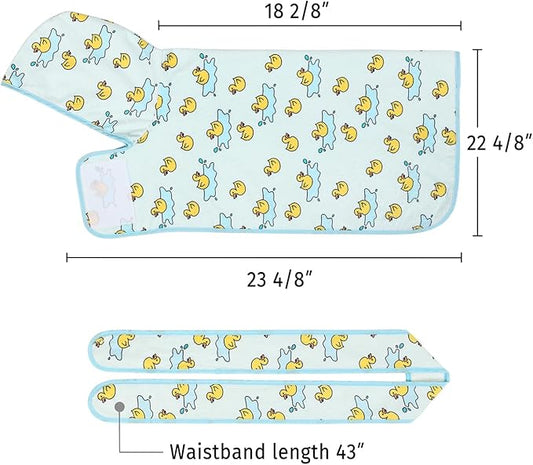 HDE Dog Bathrobe Super Absorbent Quick Drying Puppy Towel Wrap Coat Adjustable After Bath Robes with Hood for Dog Sizes S-XXL Rubber Duck Puddles S