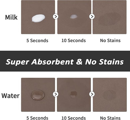 Dog Food Mat - Absorbent Cat Mat for Food and Water, No Stains Pet Feeding Bowl Mat, Easy to Clean Pet Placemats, Quick Dry Dog Water Dispenser Mat for Messy Drinkers | Brown 12"x 19"