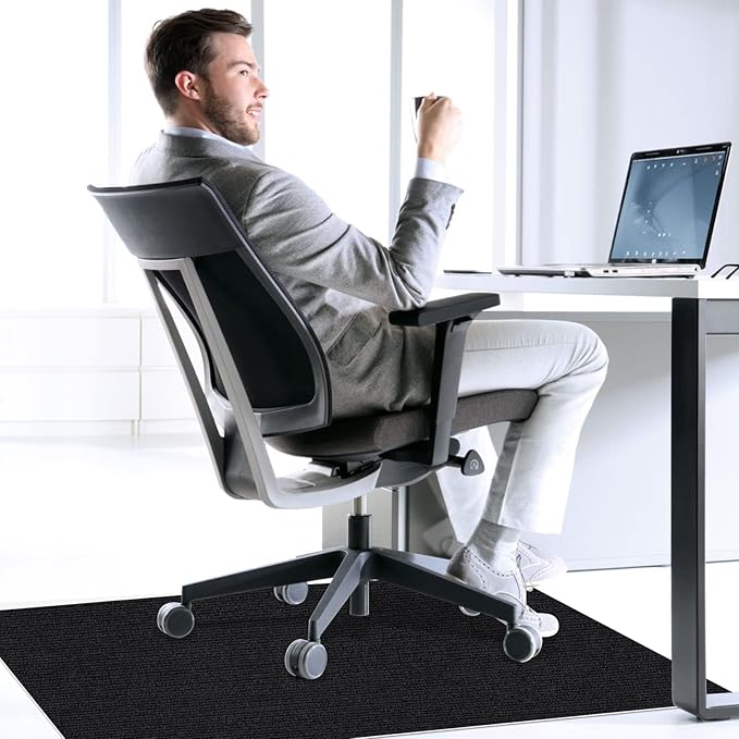 Sycoodeal Office Chair Mat,Computer Gaming Desk Chair Mat for Hard Wood & Tile Floor,Large Anti-Slip Floor Protector Rug,Easy to Clean,40" X 55" Black