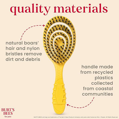 Burt's Bees for Pets Bristle Brush with Natural Boars Hair & Nylon with Handle Made from Recycled Plastics Collected from Coastal Communities - Eco Friendly De-Shedding Dog Brush for Grooming
