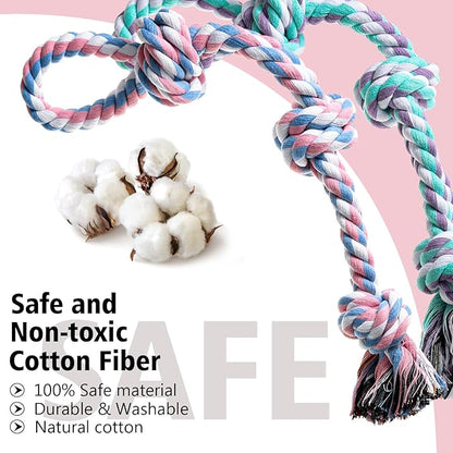 Dog Rope Toy, 2 Pcs Indestructible Dogs Toys, Dog Chew Toys for Aggressive Chewers, Tough Puppy Teething Chew Toys for Boredom, Dental Cleaning Tug of War Dog Toy, Great for Small to Large Breed