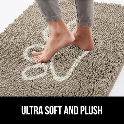 GORILLA GRIP SoakSTOPPER Dog Door Mat, 36x24 Machine Washable Rug Absorbent Doormat Captures Moisture Mud Dirt, Quick Dry Soft Chenille Entryway Rugs Indoor Entrance Mats for Dog Paws, Beige Ivory