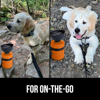 GORILLA GRIP Dog Water Bottle, Portable Water Bowl Dispenser for Dogs, 12 oz Leak Proof Pet Travel Squeeze Bottles, Food Grade Silicone, To Go Puppy Essentials, Hiking Camping Trip Accessories, Orange