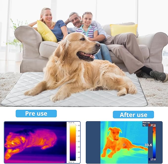 Dog Cooling Mat, Washable Dogs Cats Pet Non-Toxic Cooling Pads Summer Sleeping Kennel Mats，Pet Self Cool Ice Blanket for Indoor & Outdoor Dog Beach Essentials Light Gray Small