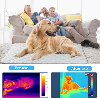 Dog Cooling Mat, Washable Dogs Cats Pet Non-Toxic Cooling Pads Summer Sleeping Kennel Mats，Pet Self Cool Ice Blanket for Indoor & Outdoor Dog Beach Essentials Light Gray Small