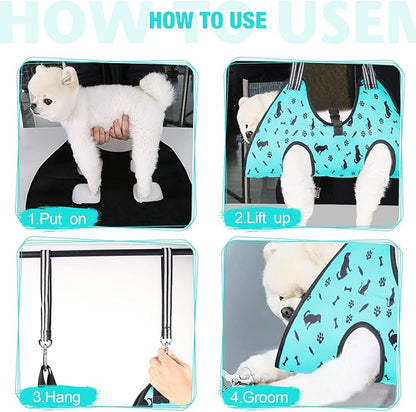 Dog Grooming Hammock - Pet Harness for Grooming Nail Trimming (M 40lb), Dog Sling for Nail Clipping, Dog Hanging Holder for Cutting Nail with Nail Clippers