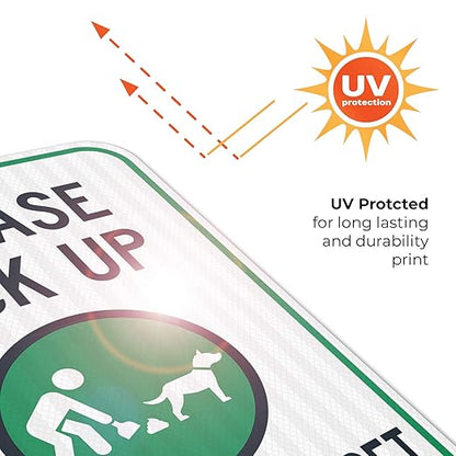 Clean Up After Your Dog Sign, Please Pick Up After Your Pet Sign, 12x18 Inches, 3M EGP Reflective .063 Aluminum, Fade Resistant, Easy Mounting, Indoor/Outdoor Use, Made in USA
