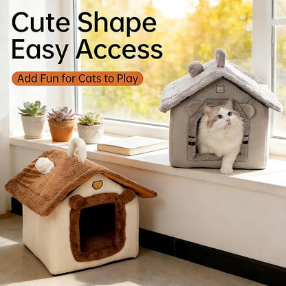 Indoor Cat House, Dog Tent for Indoor, Covered Dog Bed Pet House with Non-Slip Bottom, Indoor Cozy Cave for Kitten, Puppy & Small Pets