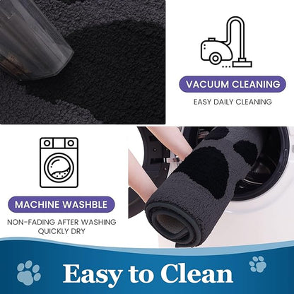 Buganda Dog Door Mat for Muddy Paws, Absorbent Dirt Trapper Washable Indoor Doormats, Non Slip Low-Profile Mud Mat for Dogs, Front Entrance Doormat for Inside Floor (40x32 Inches, Black)