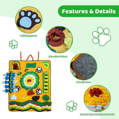 Snuffle Mat for Dogs Large Breed 36'' X 34'' - Interactive Dog Toys for Boredom - Sniff mat - Mental Stimulation - Enrichment Toys- Slow Feed- Washable & Foldable (A)
