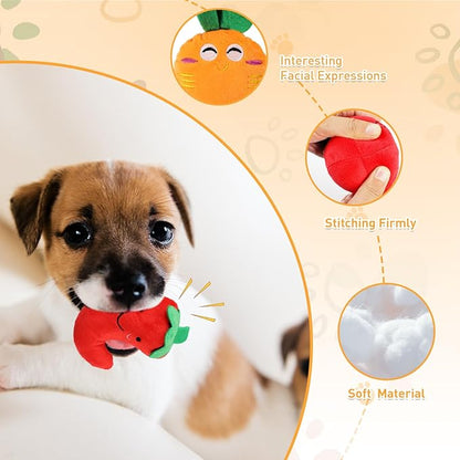Squeaky Dog Toys, 15Pcs Small Plush Puppy Toy, Dog Toys to Keep Them Busy, Interactive Squeak Stuffed Toys for Small Medium Dogs with Basket, Reduce Boredom and Teeth Cleaning