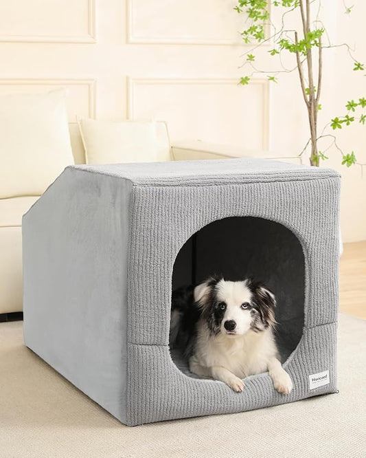 Hovicaed Indoor Dog House for Extra Large Medium Small Sized Dogs - Dog Tent with Washable Removable Cover, Pet Orthopedic Dog Cave Bed Egg-Crate Foam Cushion, Inside Dog House Large Space(XL)