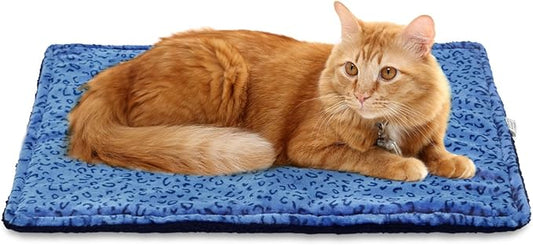 MARUNDA 2 Pack Self Warming Cat and Dog Bed, Super Soft Crate Blanket, Thermal Heating Pad Mat (Blue, 2 Pack -S - 22" * 15")