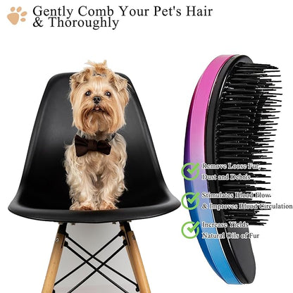 Small Dog Brush, Soft Pet Grooming Brush for Shih Tzus, Yorkies, Maltipoos, Maltese, Puppy Massaging Hair Brush, Cat Brush, for Small Animals Rabbits of All Hair Types (Gradient Color)