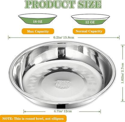 3Packs Cat-Bowls Cat Food Bowl - Thickened 6.2 Inch 304 Stainless Steel Cats Feed Bowl for Indoor Cats Shallow and Wide Whisker Fatigue Relief Pet Feeding Plates for Kitten Puppy Small Dog
