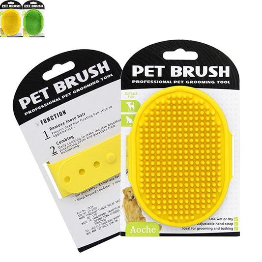 2Pack Dog Bath Brushes, Dog Grooming Brush Pet Bath Brush Scrubber Pet Shampoo Brush Soothing Massage Rubber Comb with Adjustable Ring Handle for Wet Dry Long Short Haired Dogs and Cats