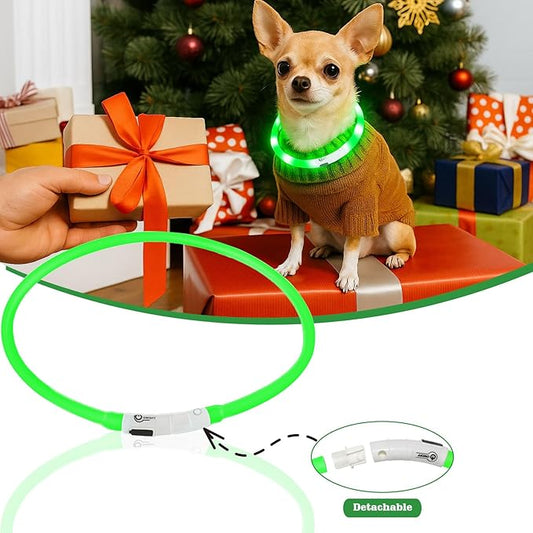 Light Up Dog Collar, Rechargeable Glowing Dog Collar, Light Dog Collar for Night Walking with 1640 FT of Visibility - Brightest LED Dog Collar Light, 3 Flashing Modes, Keeps Your Pets Safe in The Dark