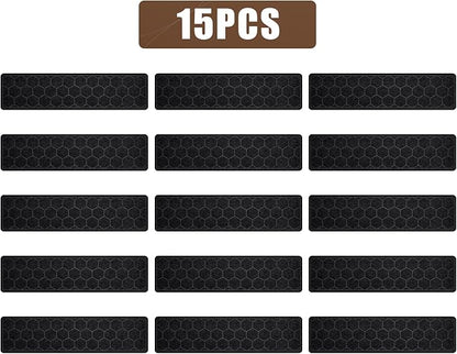 15 Pack 8 "X 30" Non-Slip Carpet Stair Treads for Indoor Wooden Steps, Made of Polyester and Reusable Adhesive, Suitable for Kids Elders and Pets（Black Hexagon）