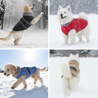 Dog Coat, Warm Dog Winter Coat for Medium Dogs, Waterproof Jacket with Adjustable Buckle & Velcro, Reflective Turtleneck Cold Weather Coats, Pet Fleece Vest Snow Jacket (Black, XS)