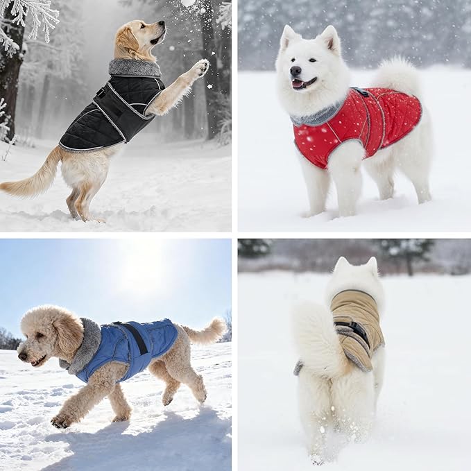 Dog Coat, Warm Dog Winter Coat for Medium Dogs, Waterproof Jacket with Adjustable Buckle & Velcro, Reflective Turtleneck Cold Weather Coats, Pet Fleece Vest Snow Jacket (Blue, XS)
