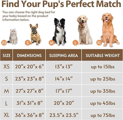 JOLLYVOGUE Calming Dog Bed Medium Size Dog, Anti-Anxiety Donut Medium Pet Bed, 27 inches Fluffy Faux Fur Round Cat Bed (Off White)